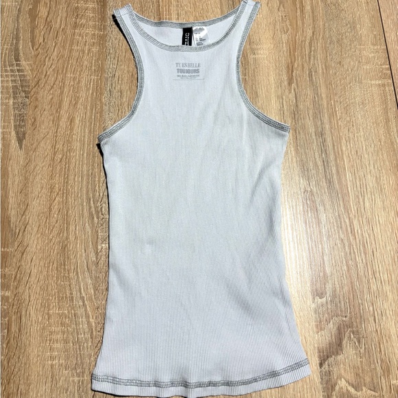 Divided Ribbed Racerback Tank Top - Picture 2 of 5